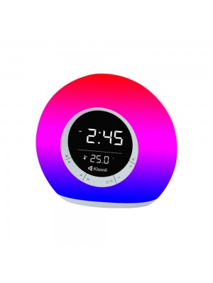 Колонка Kisonli Q6B Bluetooth 5.0, 1х5W, 3600mAh, USB/TF/FM/BT/LED/Clock/RGB Light, DC: 5V/1A, BOX, Silver, Q30