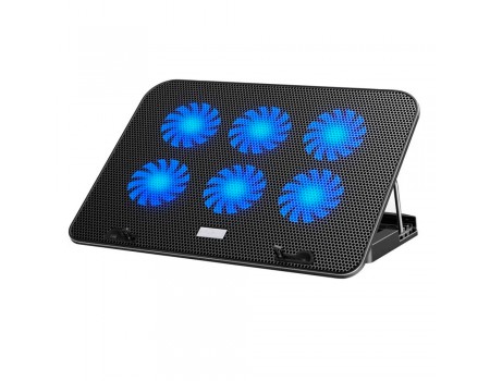 Підставка під ноутбук IceCoorel A9, 10-15.6", 6*60мм 2500±10% RPM, корпус пластик+алюміній, 2xUSB 2.0, 353x255x32mm, Black
