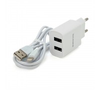 Набор BOROFONE BA53A СЗУ 1xUSB+ кабель iPhone, 2.1A, 1м, White, Blister-box