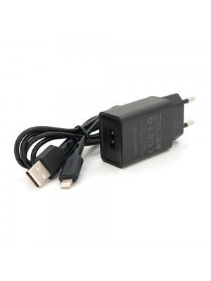 Набор BOROFONE BA68A СЗУ 1xUSB+ кабель iPhone, 2.1A, 1м, Black, Blister-box