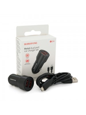 Набор BOROFONE BZ19A АЗУ 2xUSB+ кабель Micro, 2.4A, 1м, Black