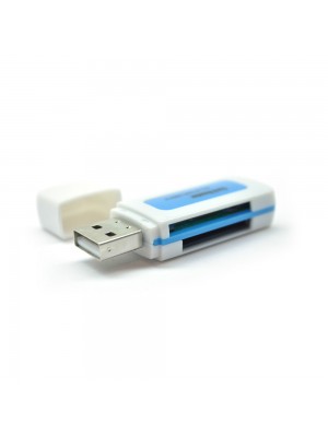 Кардрідер універсальний 4в1 MERLION CRD-5VL TF / Micro SD, USB2.0, Blue, OEM 0