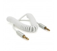 Кабель AUX Audio DC3.5 тато-тато 1.5м пружина, CCA Stereo Jack, (круглий) White cable