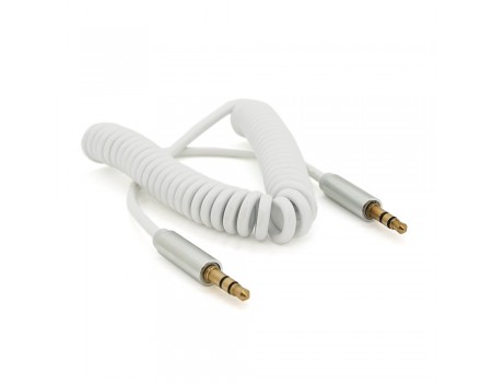 Кабель AUX Audio DC3.5 тато-тато 1.5м пружина, CCA Stereo Jack, (круглий) White cable