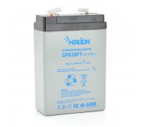 Акумуляторна батарея MERLION AGM GP628F1 6 V 2,8Ah ( 67 x 35 x 100 (105) )  0,57 кг 