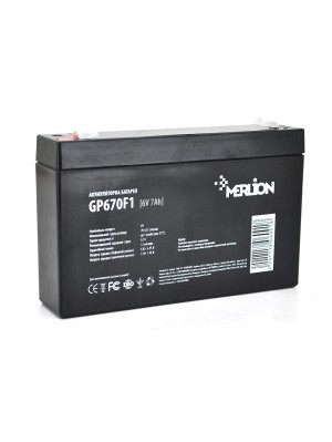 Акумуляторна батарея MERLION AGM GP670F1 6 V 7Ah  ( 150 x 35 x 95 (100 ) ) 