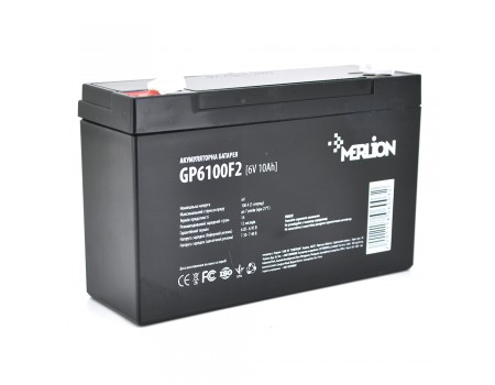 Акумуляторна батарея MERLION AGM GP610F2 6 V 10Ah (150 x 50 x 95 (100))