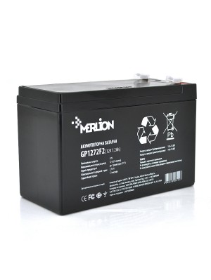 Акумуляторна батарея MERLION AGM GP1272F2B 12 V 7,2 Ah ( 150 x 65 x  95 (100) )  Black 