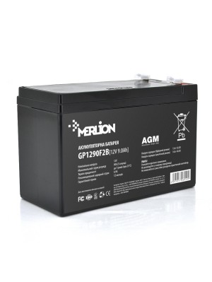 Акумуляторна батарея MERLION AGM GP1290F2B 12 V 9 Ah  ( 150 x 65 x  95 (100) ) Black 