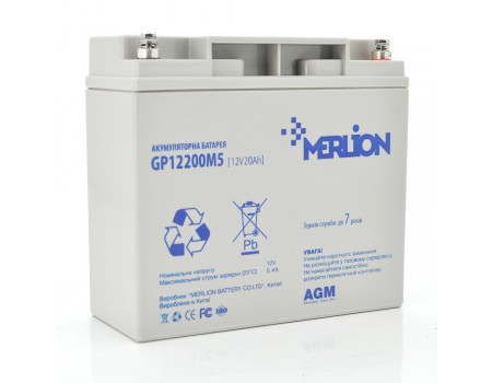 Акумуляторна батарея MERLION AGM GP12200M5 12 V 20 Ah ( 180 x 78 x 165 (168) )