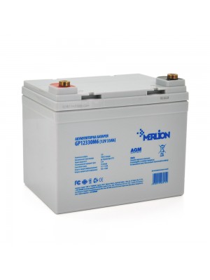 Акумуляторна батарея MERLION AGM GP12330M6 12 V 33 Ah ( 195 x 130 x 155 (165) ) White 