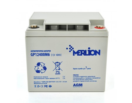 Акумуляторна батарея MERLION AGM GP12400M6 12 V 40 Ah ( 196 x 165 x 175  )