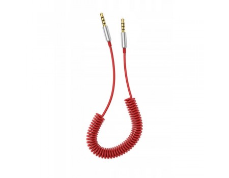 Кабель AUX Audio DC3.5 тато-тато 1.5м пружина, CCA Stereo Jack, (круглий) Red cable