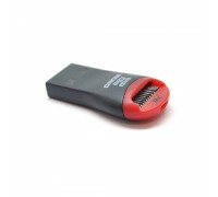 Картрідер зовнішній USB 2.0, формат MicroSD, пластик, Black / Red(ТехПакет)