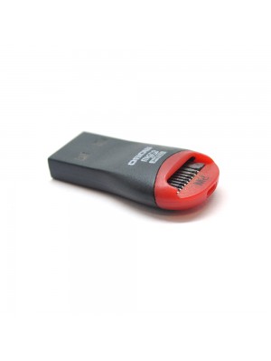 Картрідер зовнішній USB 2.0, формат MicroSD, пластик, Black / Red(ТехПакет)