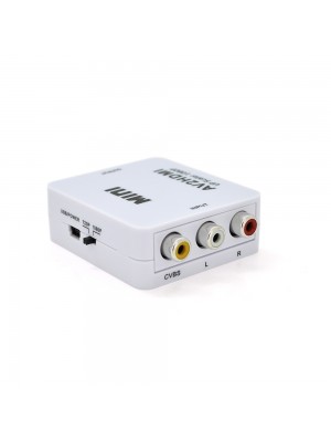 Конвертер Mini, AV to HDMI, ВХІД 3RCA (мама) на ВИХІД HDMI (мама), 720P / 1080P, White