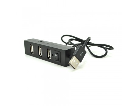 Хаб YT-HUB4-B USB 2.0 4 порту, Black, 480Mbts живлення від USB