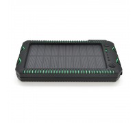 Портативная батаеря (повербанк) 30000 mAh Solar,2хFlashlight,5V/200mA, Input:5V/2A(microUSB), Output:5V/2A(2хUSB), rubberized case, Black/Green