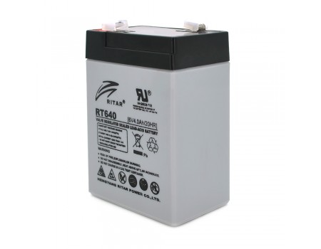Акумуляторна батарея AGM RITAR RT640, Black Case, 6V 4Ah  ( 70х47х99 (107) )