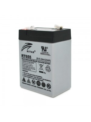 Акумуляторна батарея AGM RITAR RT655, Gray Case, 6V 5.5Ah  ( 70х47х99 (105) ) 