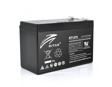 Аккумуляторная батарея AGM RITAR RT1270B, Black Case, 12V 7.0Ah ( 151 х 65 х 94 (100) )