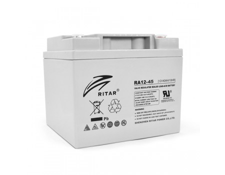 Акумуляторна батарея AGM RITAR RA12-45, Gray Case, 12V 45.0Ah  (198 x 166 x169 )