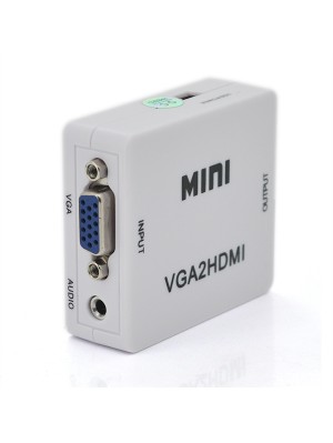 Конвертер Mini, VGA2HDMI, ВИХІД HDMI (мама), на ВХІД VGA (мама) 720P / 1080P, White