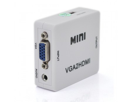 Конвертер Mini, VGA2HDMI, ВИХІД HDMI (мама), на ВХІД VGA (мама) 720P / 1080P, White
