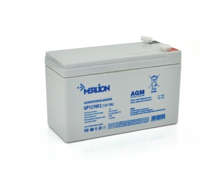 Акумуляторна батарея MERLION AGM GP1270F2 12 V 7Ah (150 x 65 x 95 (100)) White