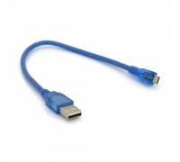 Кабель USB 2.0 (AM/Miсro 5 pin) 5м, прозрачный синий, Пакет