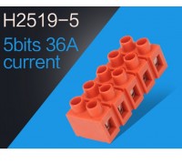 Клемний блок H2519-5P 36A / 660V, матеріал мідь, перетин дроту 0.5-6мм2