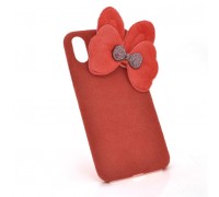 Накладка Пушистая Бантик iPhone 6/6s red