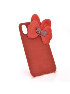 Накладка Пушистая Бантик iPhone 6/6s red