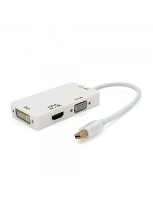 Конвертер mini Display Port (тато) на HDMI / VGA / DVI (мама) 30cm, White, 4K / 2K