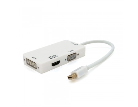 Конвертер mini Display Port (тато) на HDMI / VGA / DVI (мама) 30cm, White, 4K / 2K
