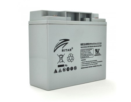 Аккумуляторная батарея AGM RITAR HR12-60W, Gray Case, 12V 17.0Ah  ( 181 х 77 х 167 (167 ) 4.80 kg