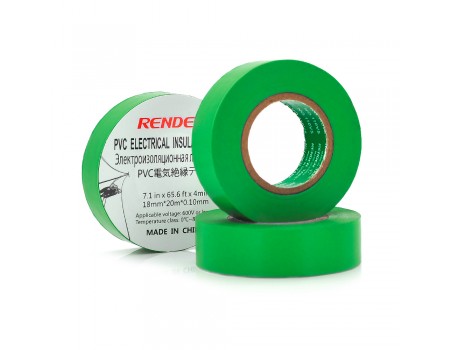 Ізолента RENDER 0,19 мм * 16 мм * 7 м (зелена), temp:-10 +80 ° С, 2000V, розтяж-180%, міцність 20Н / см, Агдезія 0,42 кг / 25мм, 10 шт. в уп. ціна за упак.