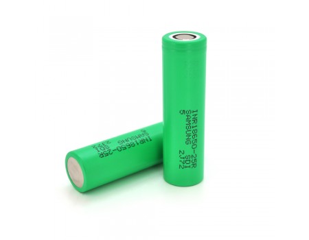 Аккумулятор 18650 Li-Ion Samsung INR18650-25R, 2500mAh, 20A, 4.2/3.6/2.5V, GREEN