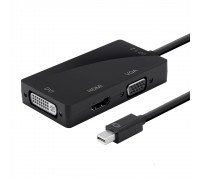 Конвертер mini Display Port (тато) на HDMI / VGA / DVI (мама) 30cm, Black, 4K / 2K