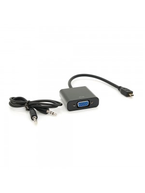 Конвертер micro HDMI (тато) на VGA (мама) 30cm, Black, 4K / 2K + Audio