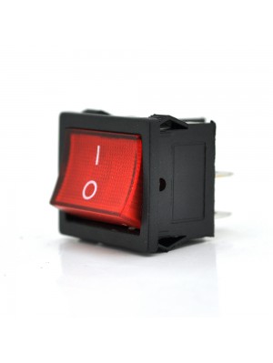 Переключатель ON-OFF KCD1-104, 250VAC/6A, 4 контакта, RED, Q100