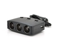 АЗУ разветвитель Olesson 1636, 12V-3*12V+2*USB, Black, Blister