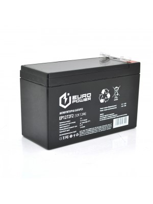 Акумуляторна батарея EUROPOWER AGM EP12-7.2F2 12 V 7,2 Ah (150 x 65 x 95 (100))  Black 