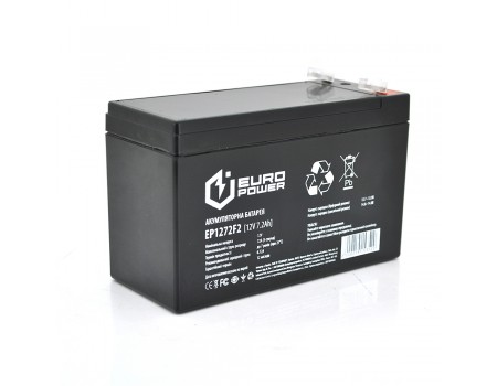 Акумуляторна батарея EUROPOWER AGM EP12-7.2F2 12 V 7,2 Ah (150 x 65 x 95 (100))  Black