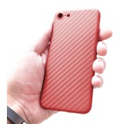 Ультратонкая пластиковая накладка Carbon iPhone 6/6s red