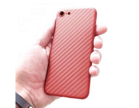 Ультратонкая пластиковая накладка Carbon iPhone 7/8 red