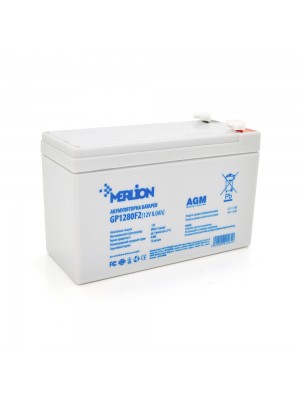 Акумуляторна батарея MERLION AGM GP1280F2 12 V 8,0 Ah (150 x 65 x 95 (100)) White 