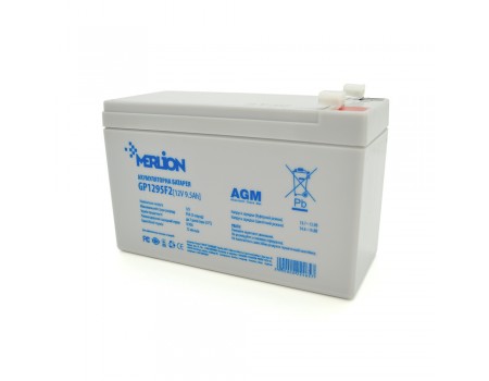 Акумуляторна батарея MERLION AGM GP1295F2 12 V 9,5 Ah ( 150 x 65 x  95 (100)  White