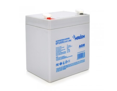Акумуляторна батарея MERLION AGM GP1255F2, 12V 5,5Ah  ( 90 х 70 х 100 (105) )