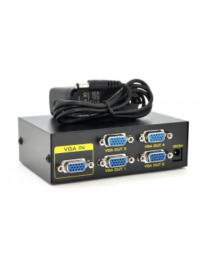 Активний спліттер VGA сигналу KV-FJ1504A  (VGA2004) 150MHz 4 Port, DC5V / 2A, Black